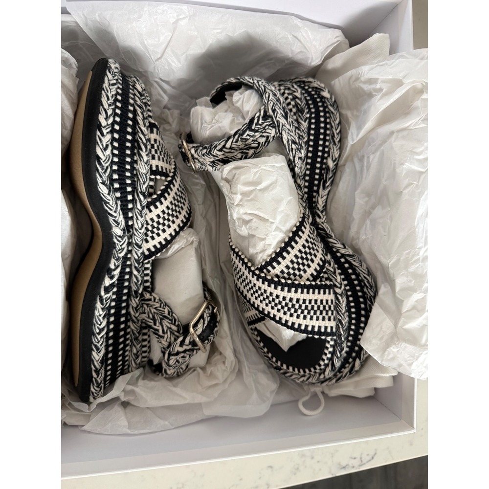 Chloé Meril Platform Sandals Womens 6 EU 36 Black White Woven NIB retails $840 - Picture 12 of 13
